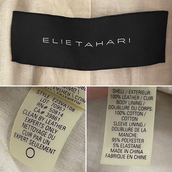 ELIE TAHARI Brigid Metallic Lambskin Leather Jacket Lightweight S - Picture 9 of 12